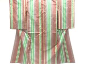 大正ロマン　縞模様織り出し銘仙着物